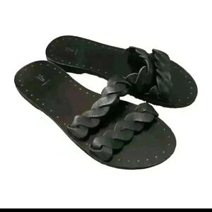 Frye Women's Black Azalea Braided Slide Leather Studded Sandals 9